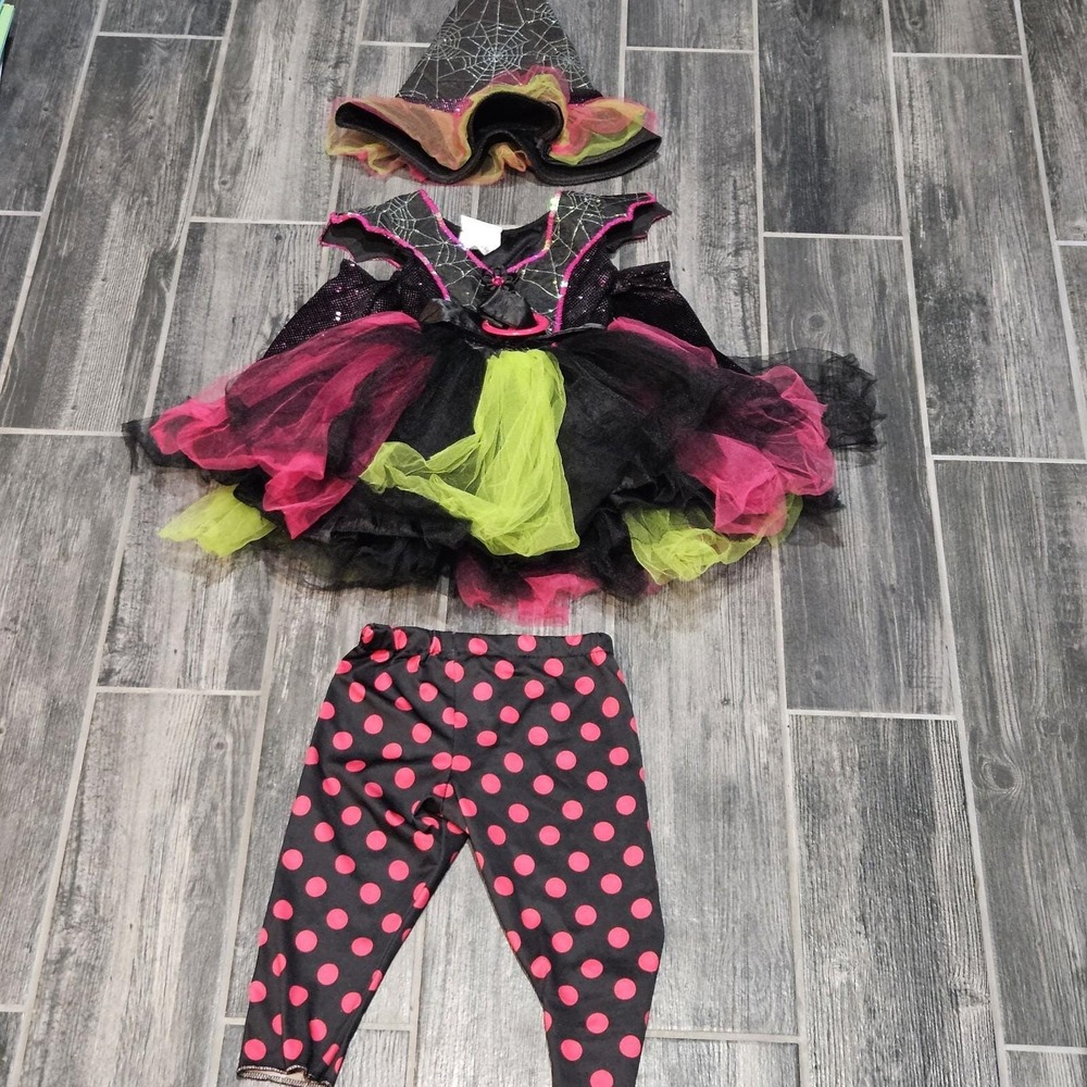 Teetot & Co. Halloween Child Witch Costume Size 5/6 Tutu Dress, Hat And Leggings